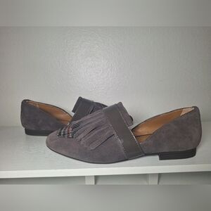 G.H. Bass & Co. Charcoal Suede Loafers with Fringe